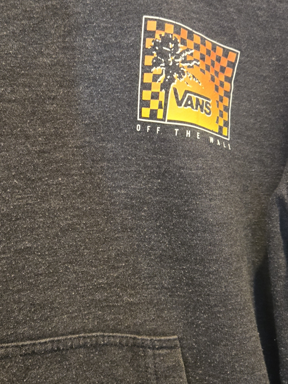 Vans 'Off The Wall' Black Hoodie with Orange Checker Logo